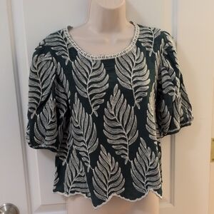 Solitaire Embroidered Leaf Blouse